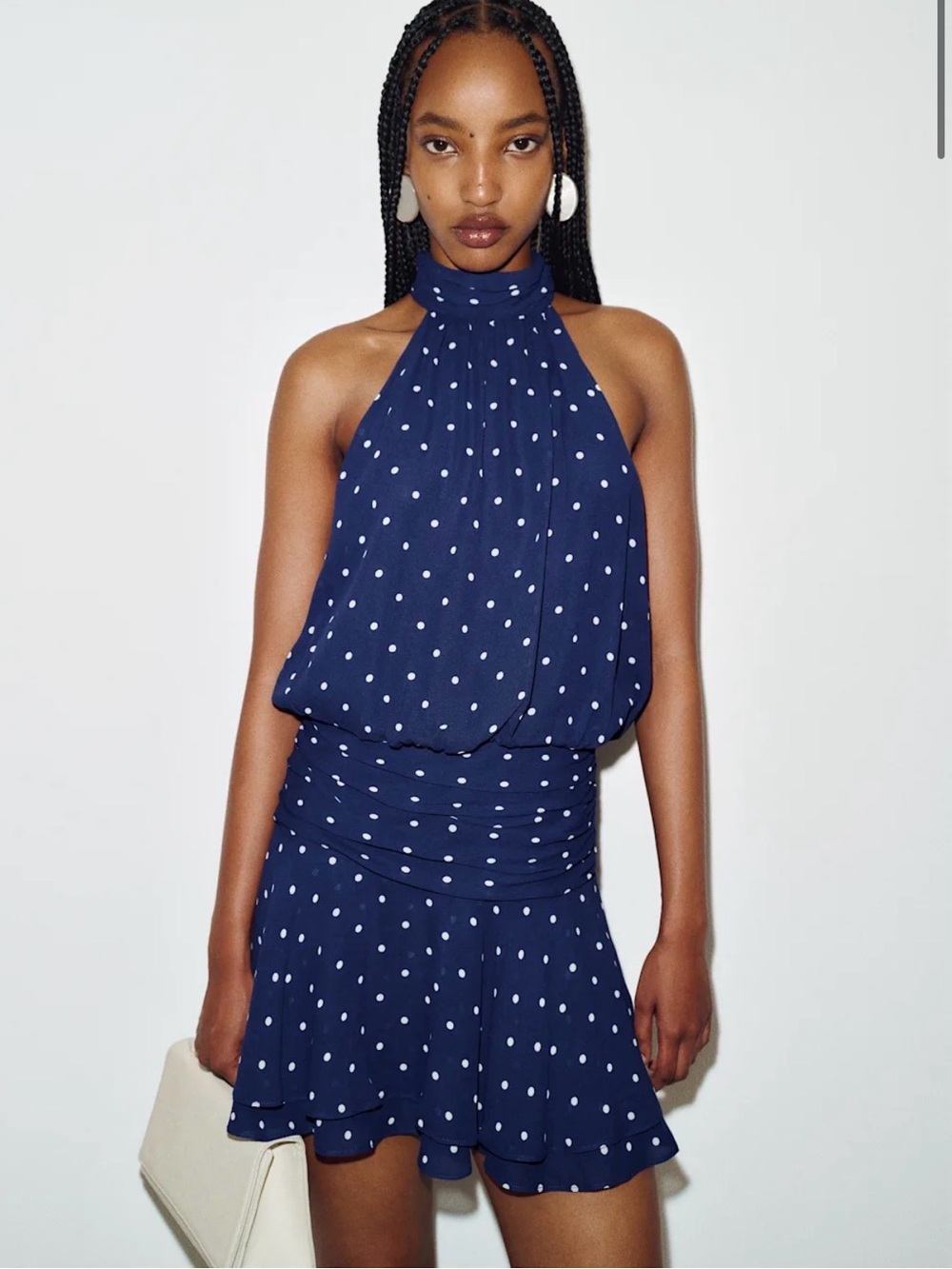 REFORMATION Karla Mini Dress in Danube Dot 4